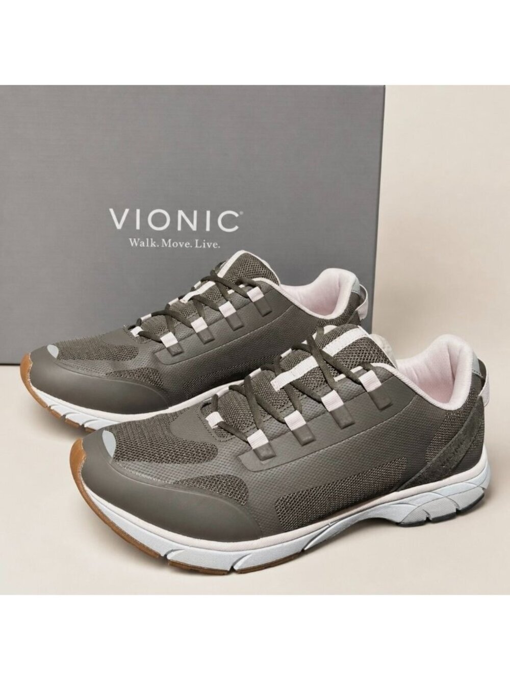 Vionic Edin Stone Knit Sneakers Womens 11 Arch Support Walking Shoes